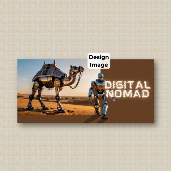 Digital Nomad Robot and Camel Travel Mug