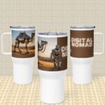 Digital Nomad Robot and Camel Travel Mug