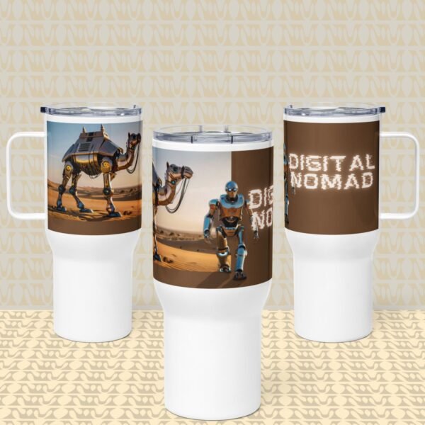 Digital Nomad Robot and Camel Travel Mug