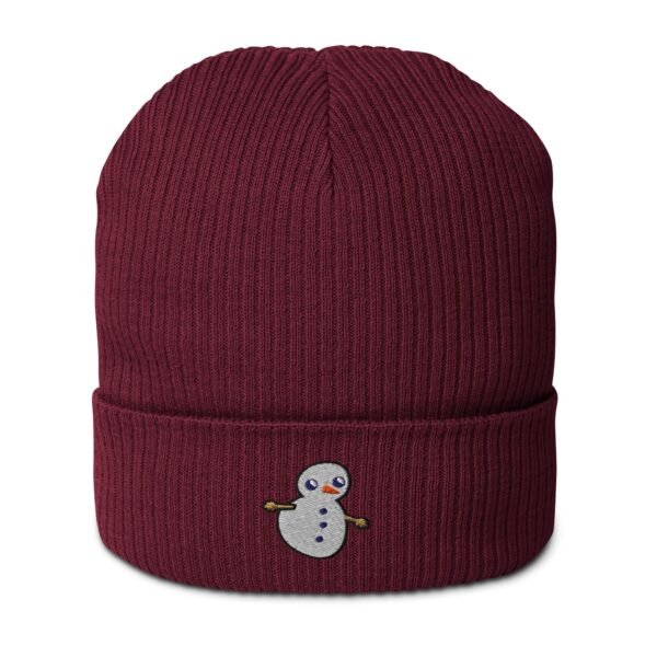 Snowman Organic Ribbed Beanie