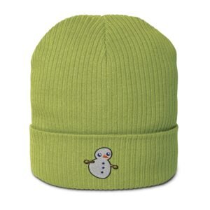 Snowman Organic Ribbed Beanie